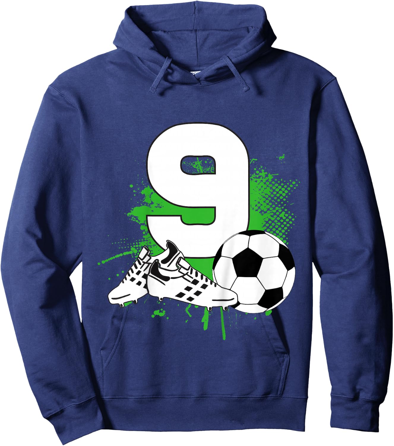 Kids 9th Birthday Boys 9 Years Soccer Football Player Birthday Hoodie - Hoodie | Navy