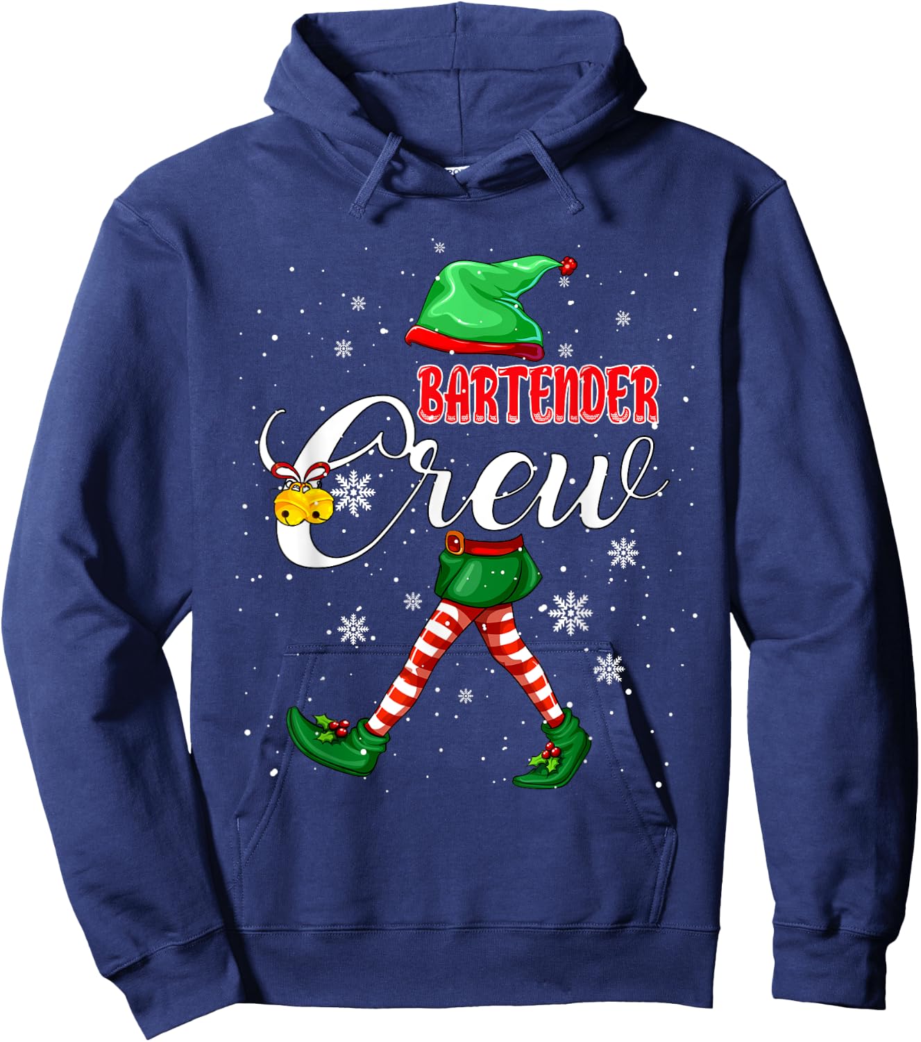 Bartender Crew Christmas Elf Costume Matching Job Team Hoodie - Hoodie | Navy
