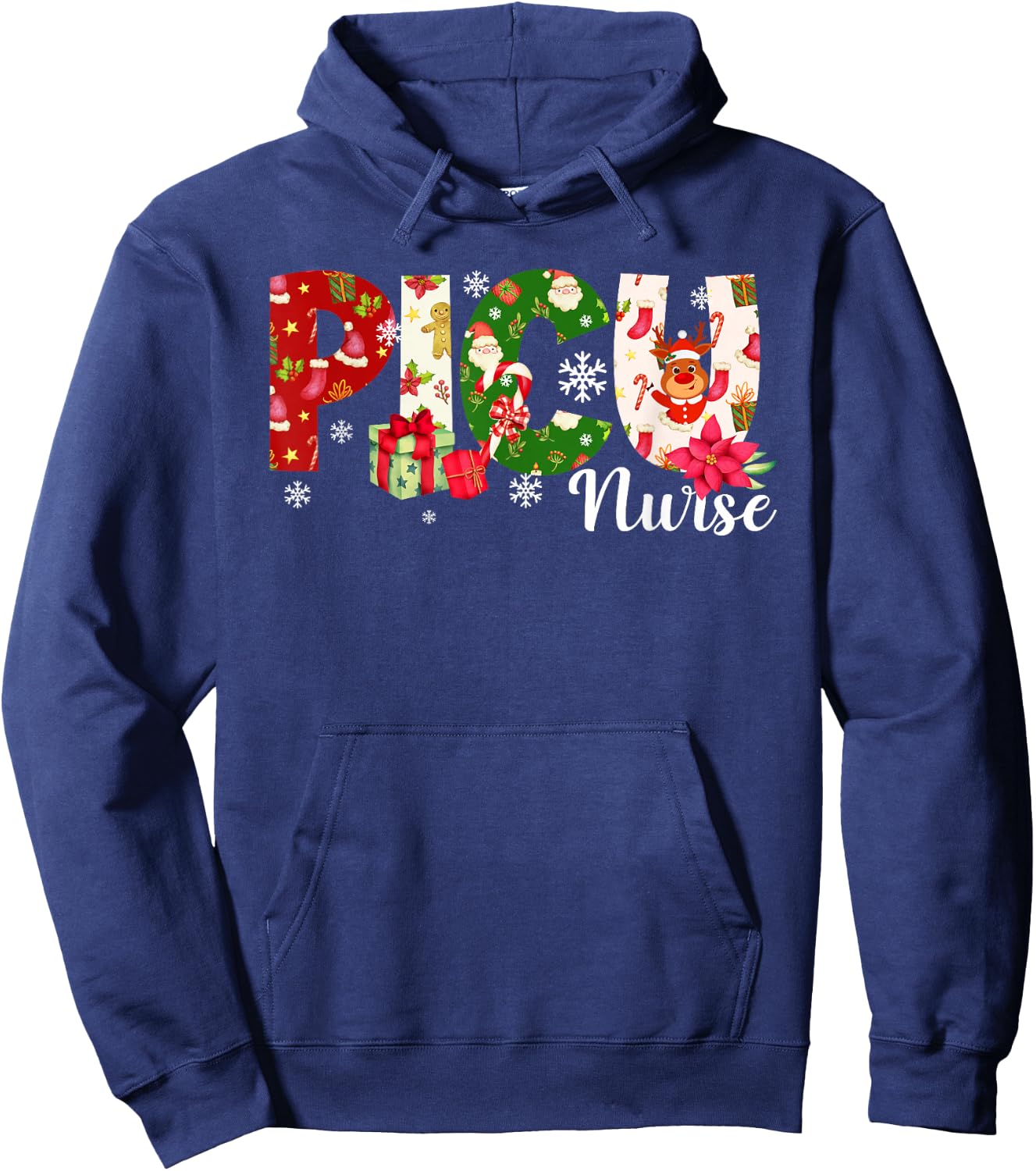 Christmas PICU Nurse Pediatric Intensive Care Unit Xmas Hoodie - Hoodie | Navy