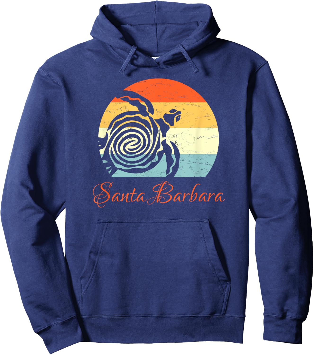 Santa Barbara, California Vintage Retro Sea Turtle Hoodie - Hoodie | Navy
