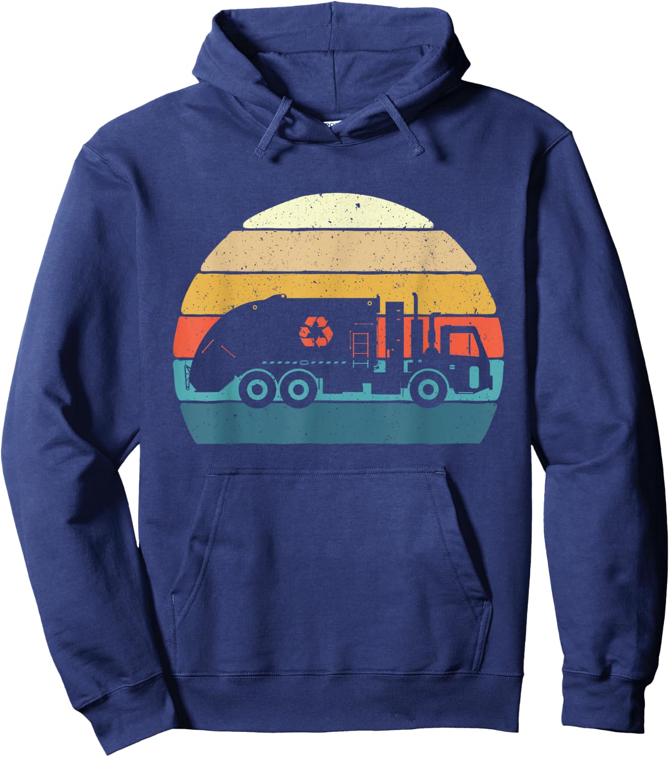 Retro Garbage Truck - Truck Trash Recycling Waste Management Hoodie - Hoodie | Navy