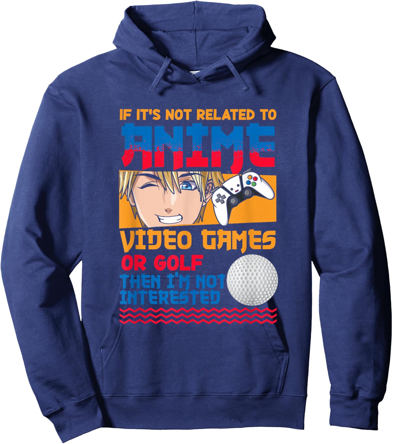 Anime Video Games Golf Japanese Japan Anime Gamer Otaku Hoodie - Hoodie | Navy