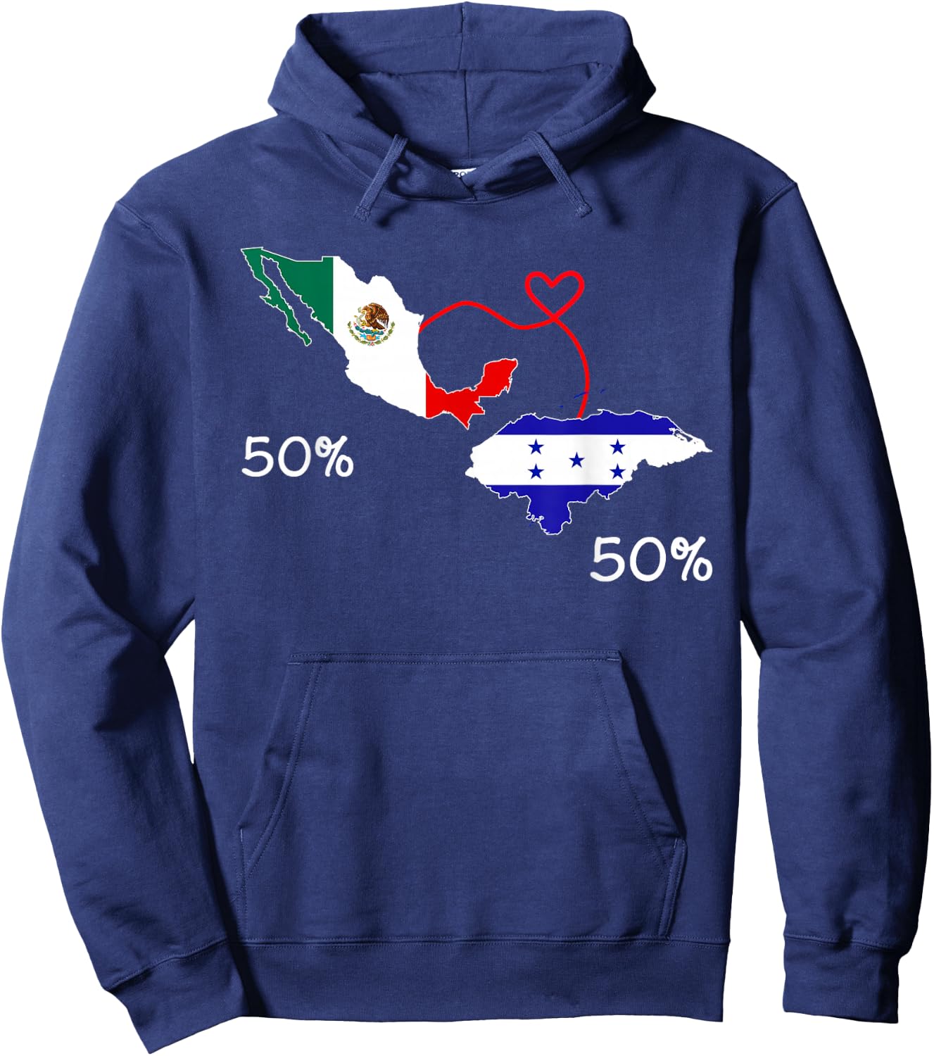 Half Mexican Half Honduran Flag Map Mexico Catracho Hoodie - Hoodie | Navy