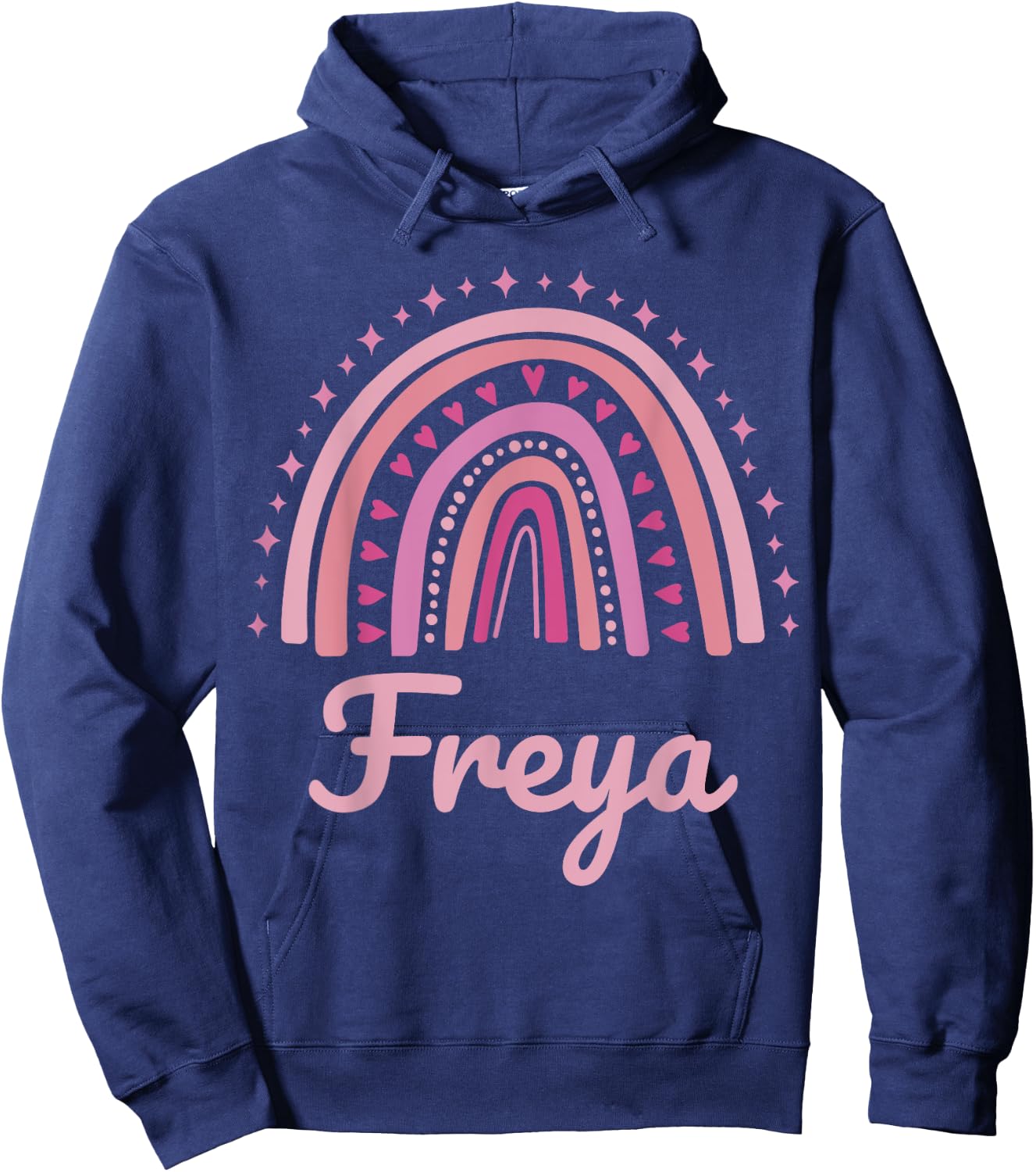 Freya Name Personalized Funny Women Pink Rainbow Freya Hoodie - Hoodie | Navy
