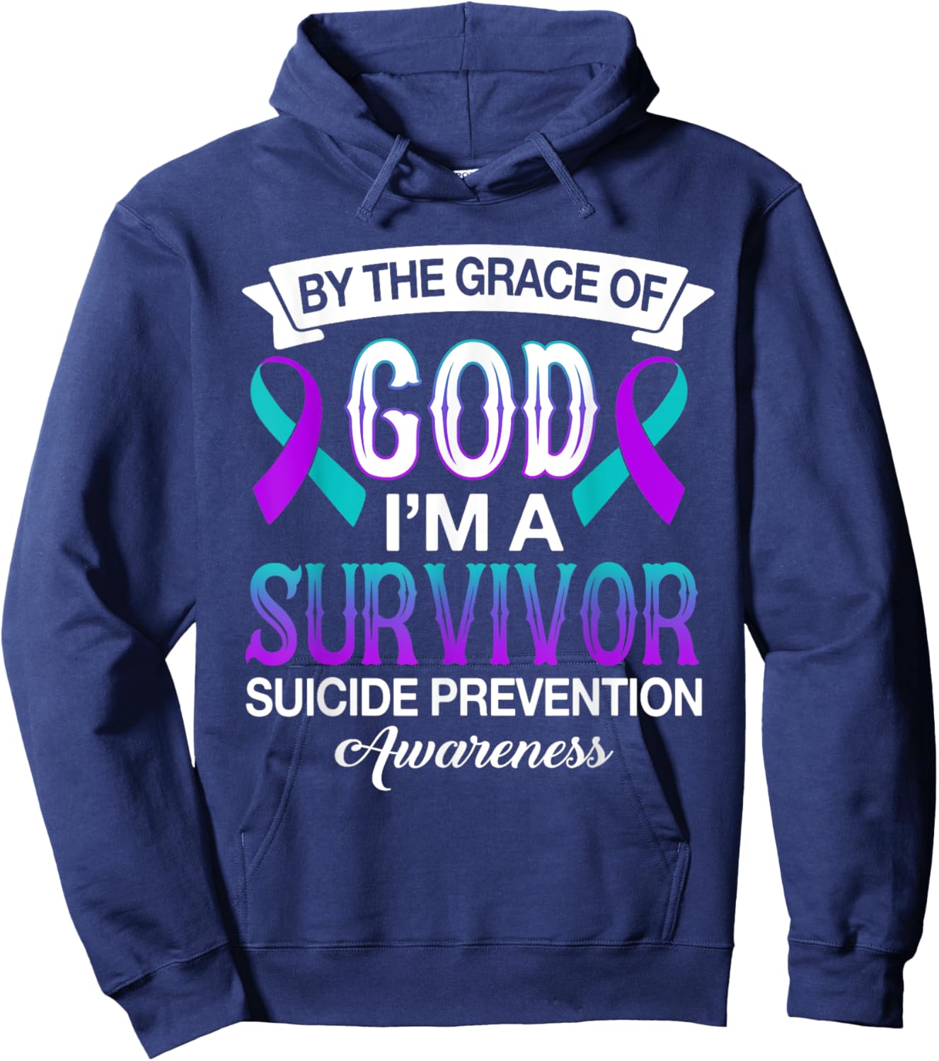 I’m A Survivor Suicide Prevention Teal & Purple Ribbon Gifts Hoodie - Hoodie | Navy
