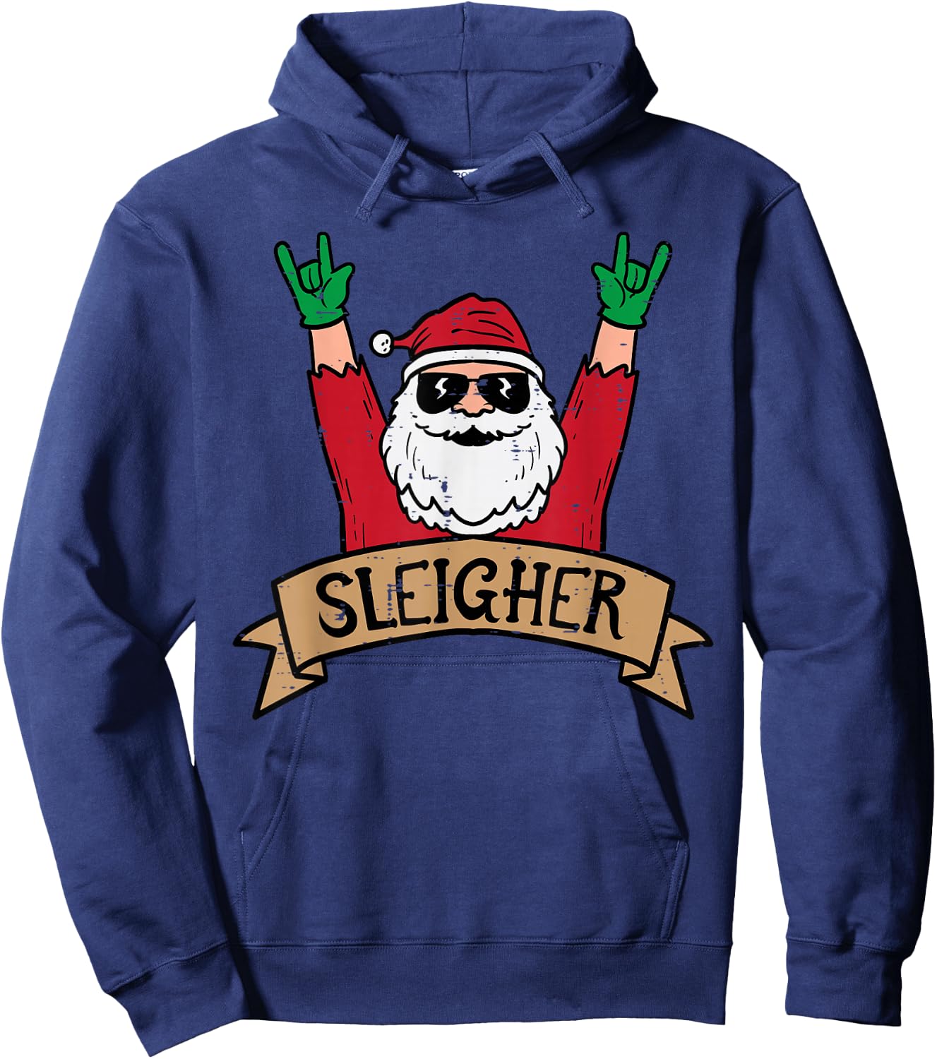 Christmas Sleigher Santa Rock Xmas Rocker Men Women Kids Boy Hoodie - Hoodie | Navy