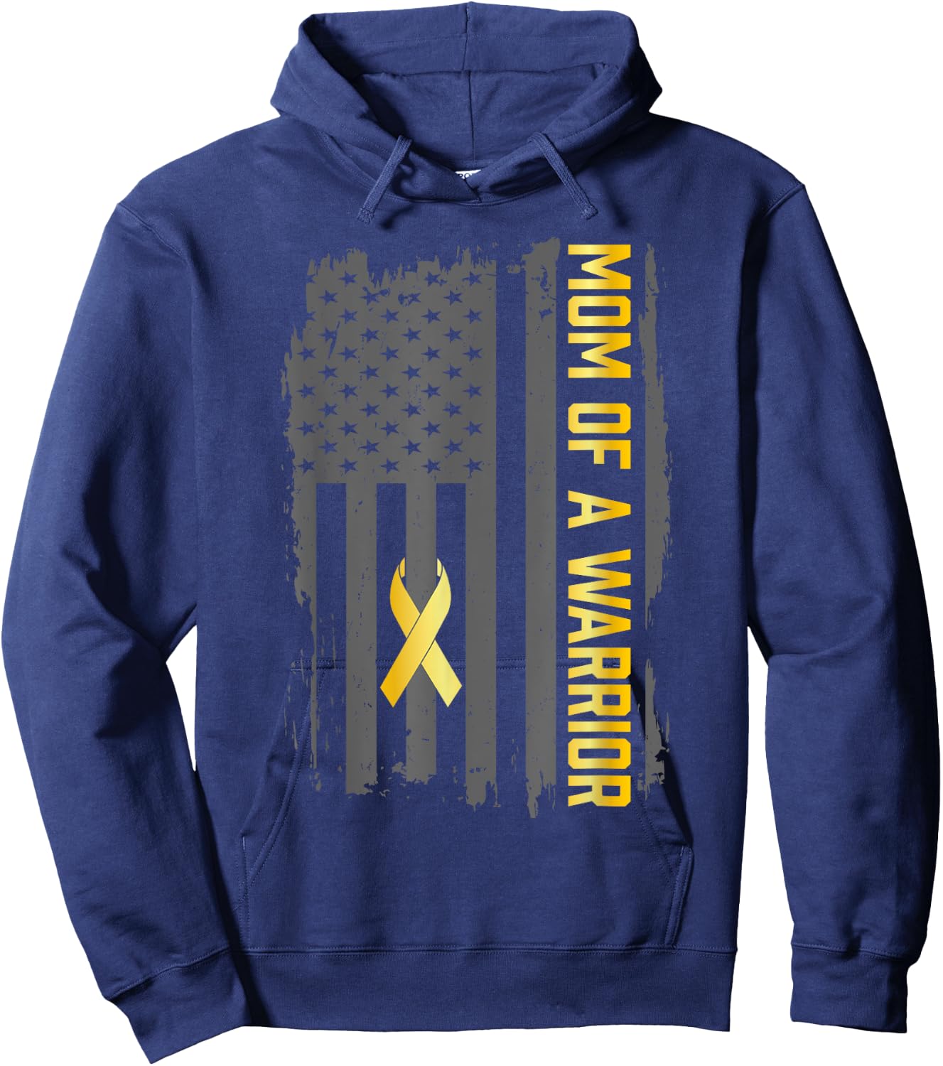 Childhood Cancer Usa Flag Mom of a Warrior Childhood Cancer Men Hoodie - Hoodie | Navy