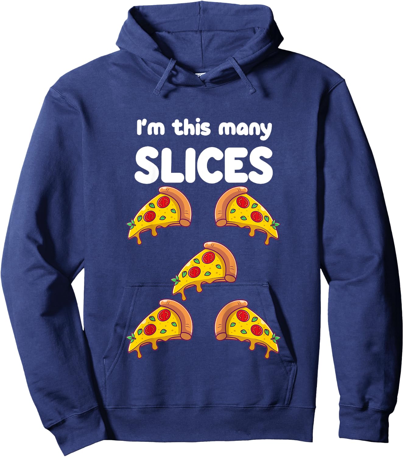 Cute Pizza 5th Birthday I'm This Many Slices 5-Year-Old Hoodie - Hoodie | Navy
