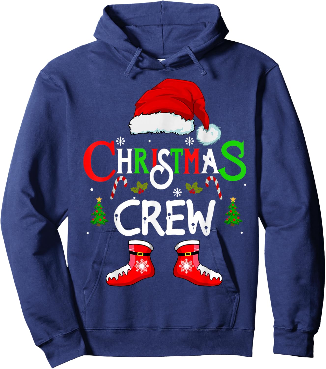 Funny Christmas crew Xmas Squad santa Family Pajamas 2025 Hoodie - Hoodie | Navy