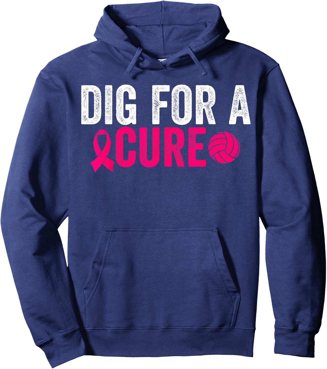 Dig For A Cure Breast Cancer Awareness Volleyball Pink Hoodie - Hoodie | Navy