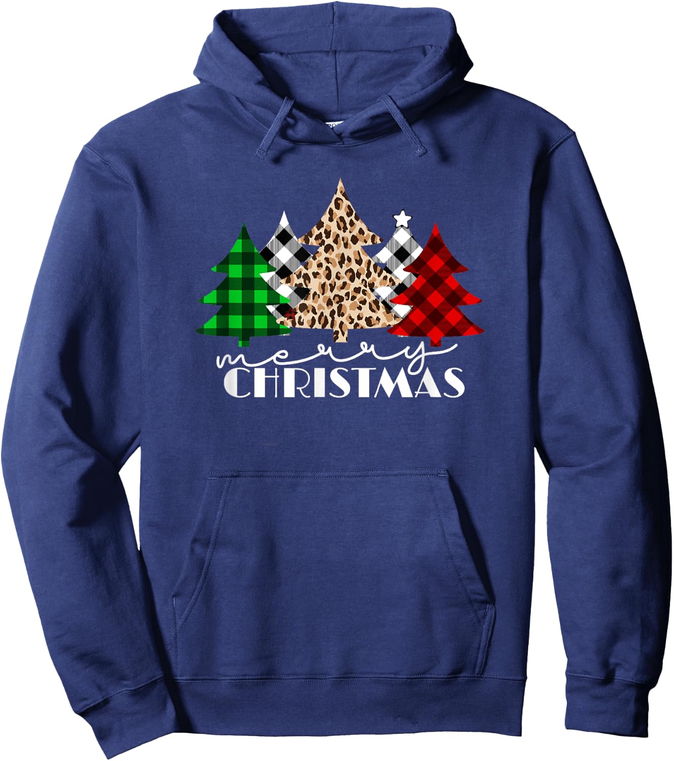 Funny Plaid Christmas Trees Women Men Girl Merry Christmas Hoodie - Hoodie | Navy