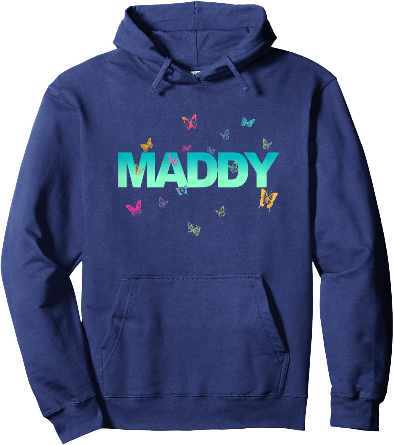 Maddy - Beautiful Name with Colourful Butterflies Hoodie - Hoodie | Navy