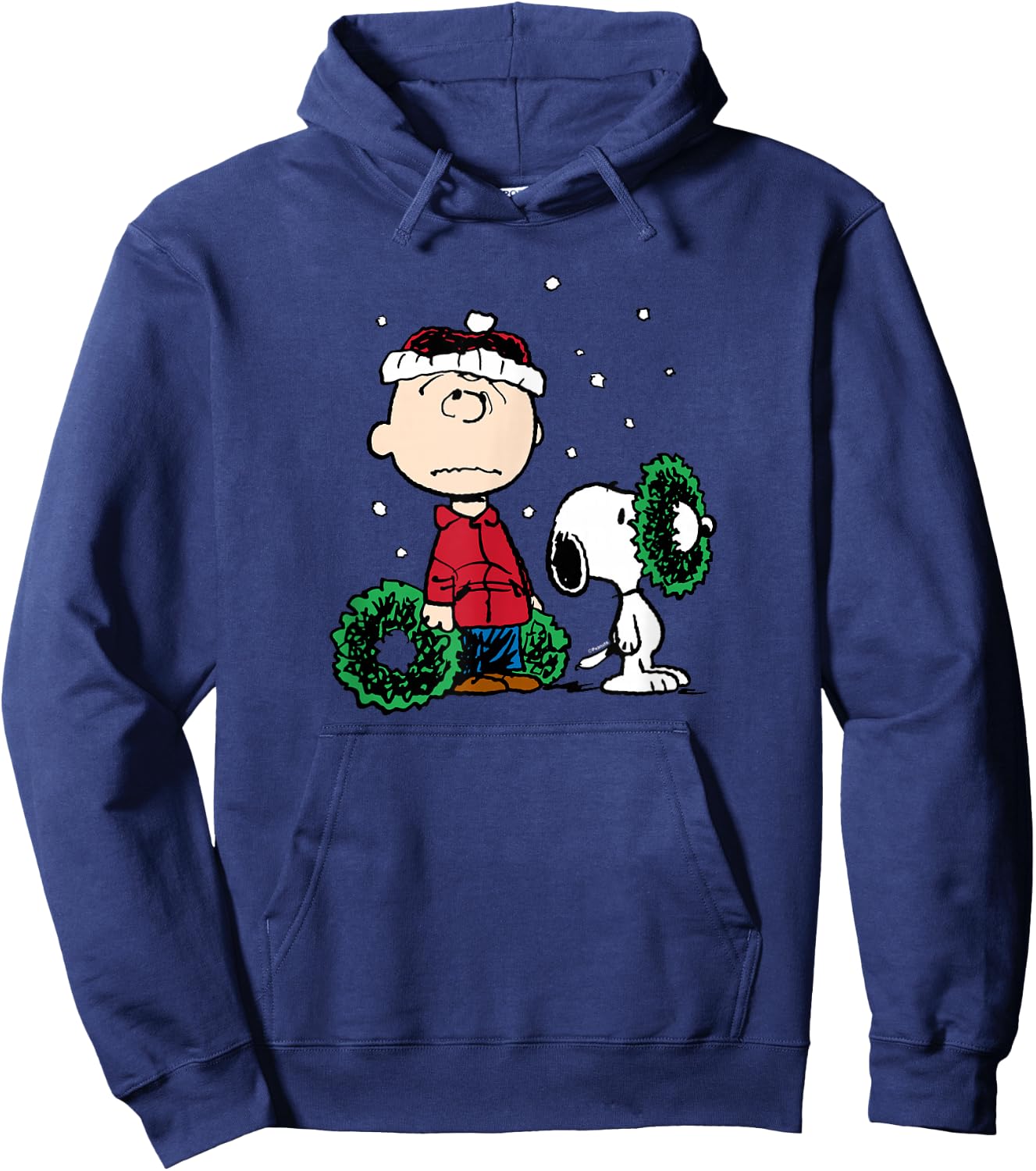 Peanuts - Snoopy Charlie Brown Wreath Hoodie - Hoodie | Navy