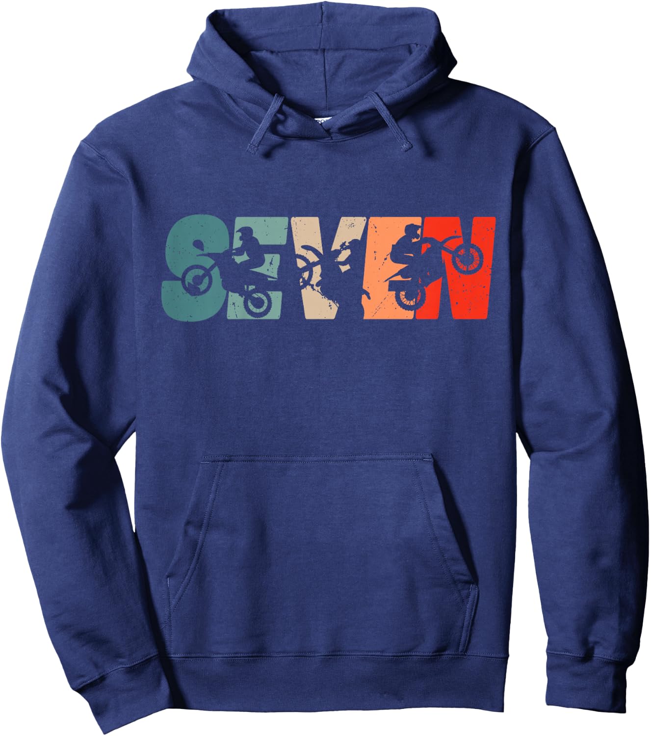 7th Birthday Retro Motocross Dirt Bike 7 Years Boys Girl Hoodie - Hoodie | Navy