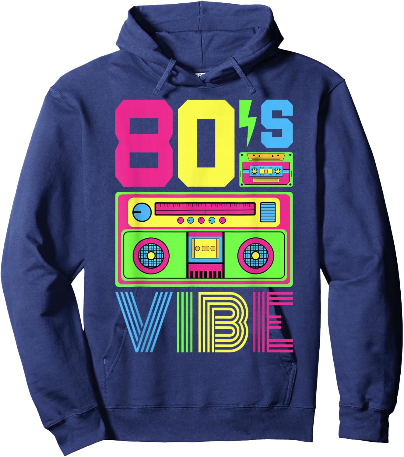 80s Vibe 1980s Fashion Theme Party Outfit Eighties Costume Hoodie - Hoodie | Navy