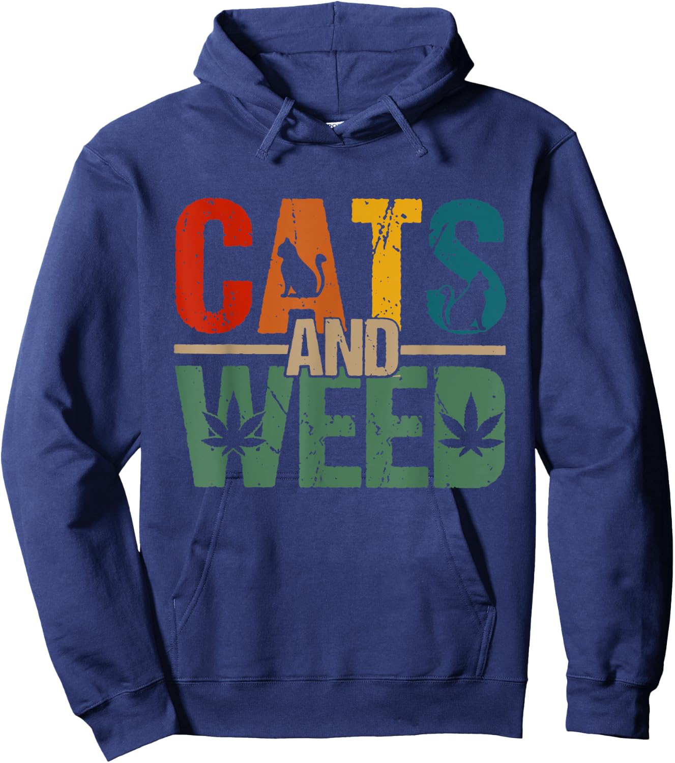 Cats And Weed, Cannabis Stoner, Marijuana Cat Mom Dad Women Hoodie - Hoodie | Navy