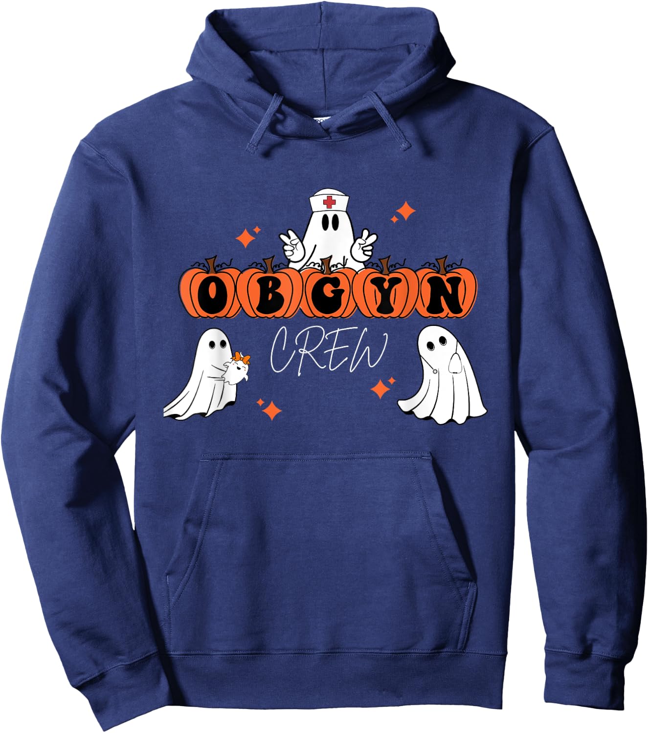 Halloween OBGYN Crew Ghost Obstetrics Nurse Squad Hoodie - Hoodie | Navy