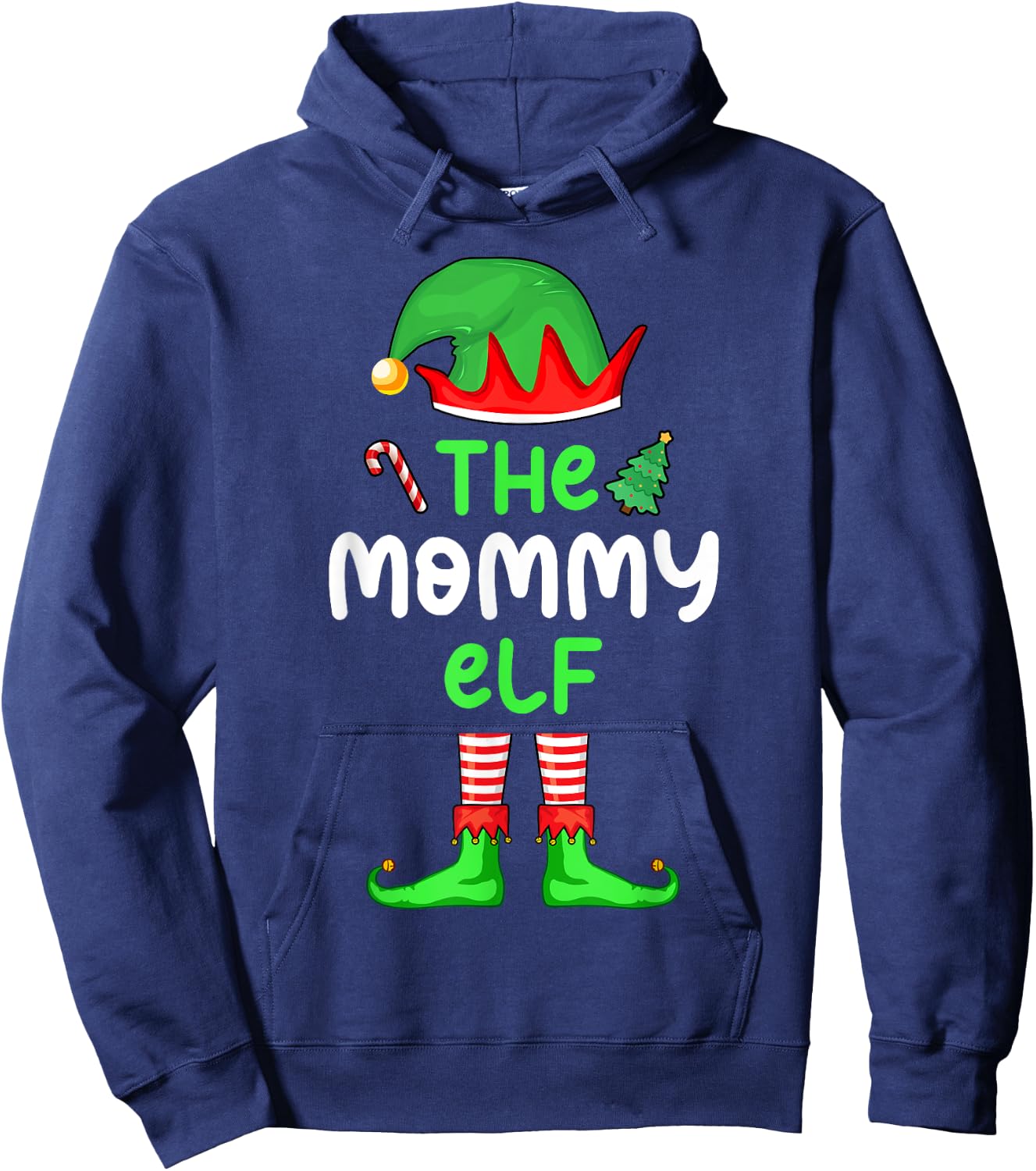 I'm The Mom Elf Christmas Family Matching Pajama Mommy Elf Hoodie - Hoodie | Navy