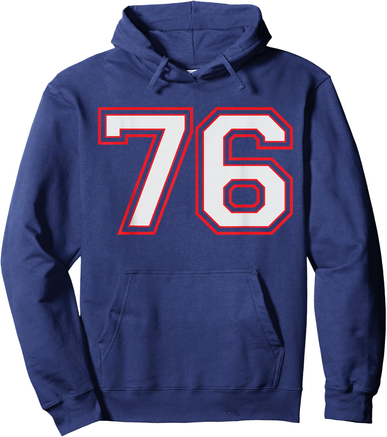 Red Number 76 Sports Player Jersey Fun Game Winner #76 Lucky Hoodie - Hoodie | Navy