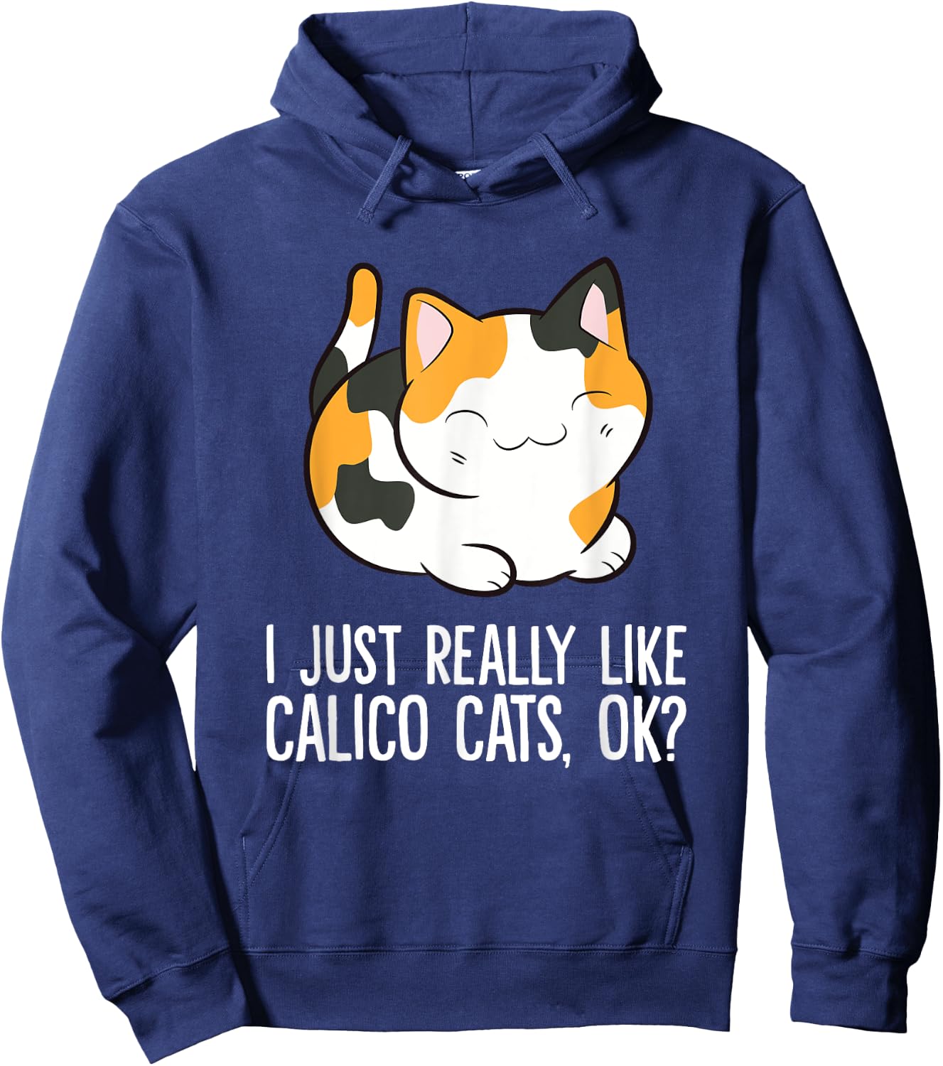 I Just Really Like Calico Cats, Ok? Funny Calico Cat Lover Women Girls Kids Hoodie - Hoodie | Navy