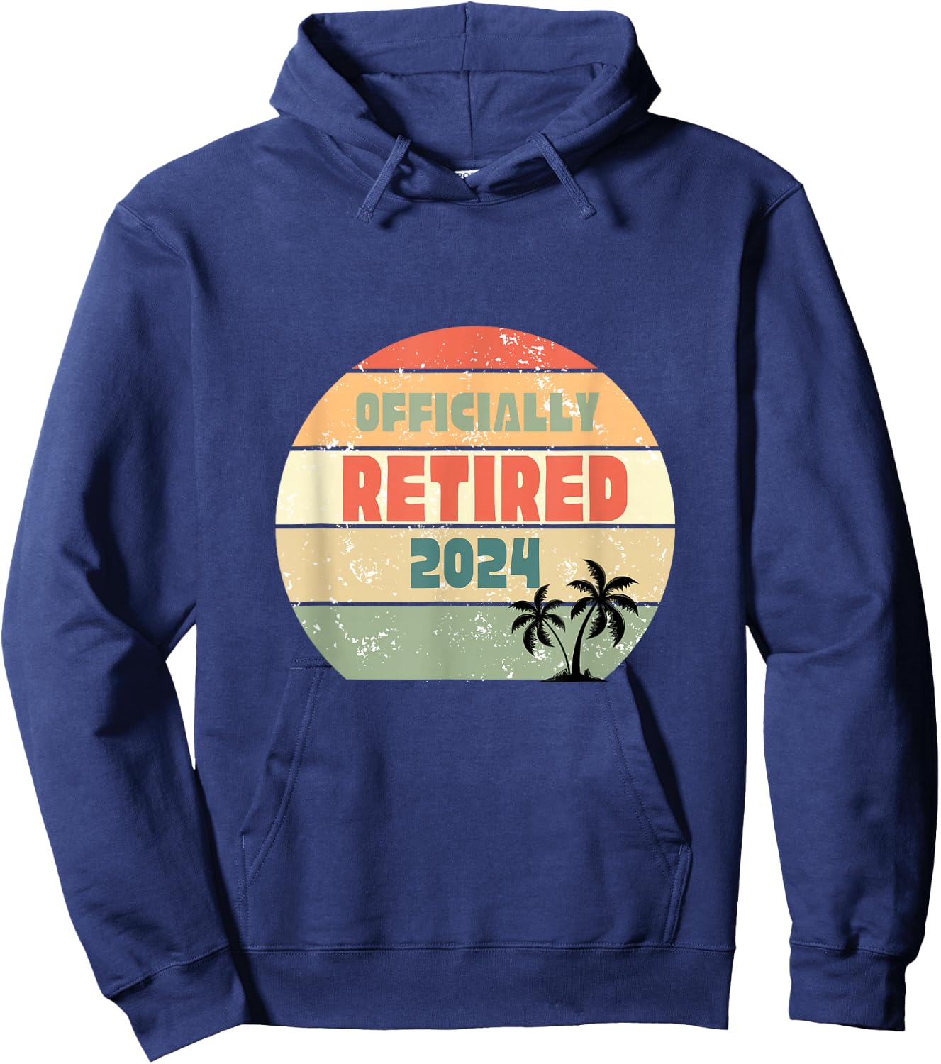 Officially Retired 2024 Vintage Retro Sunshine Palm Tree Hoodie - Hoodie | Navy