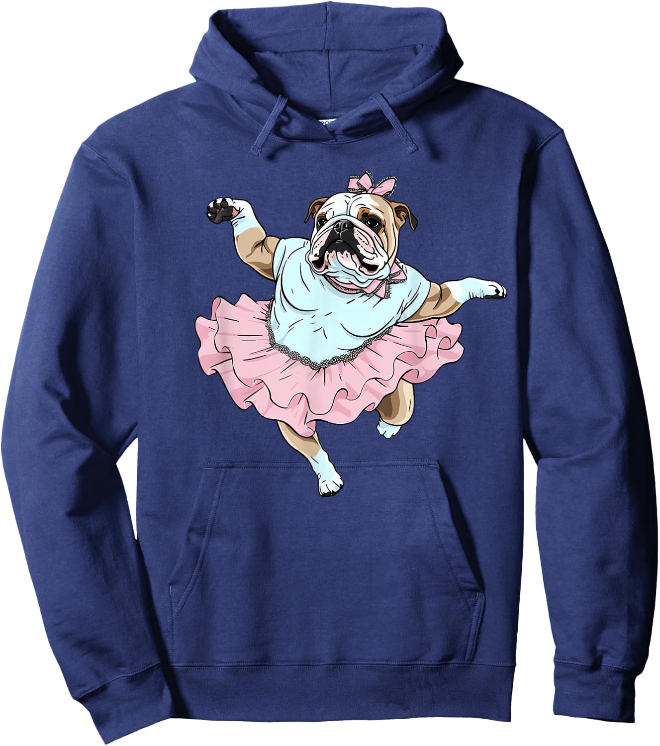 English Bulldog Ballerina Funny Dog Ballet Women Kids Hoodie - Hoodie | Navy