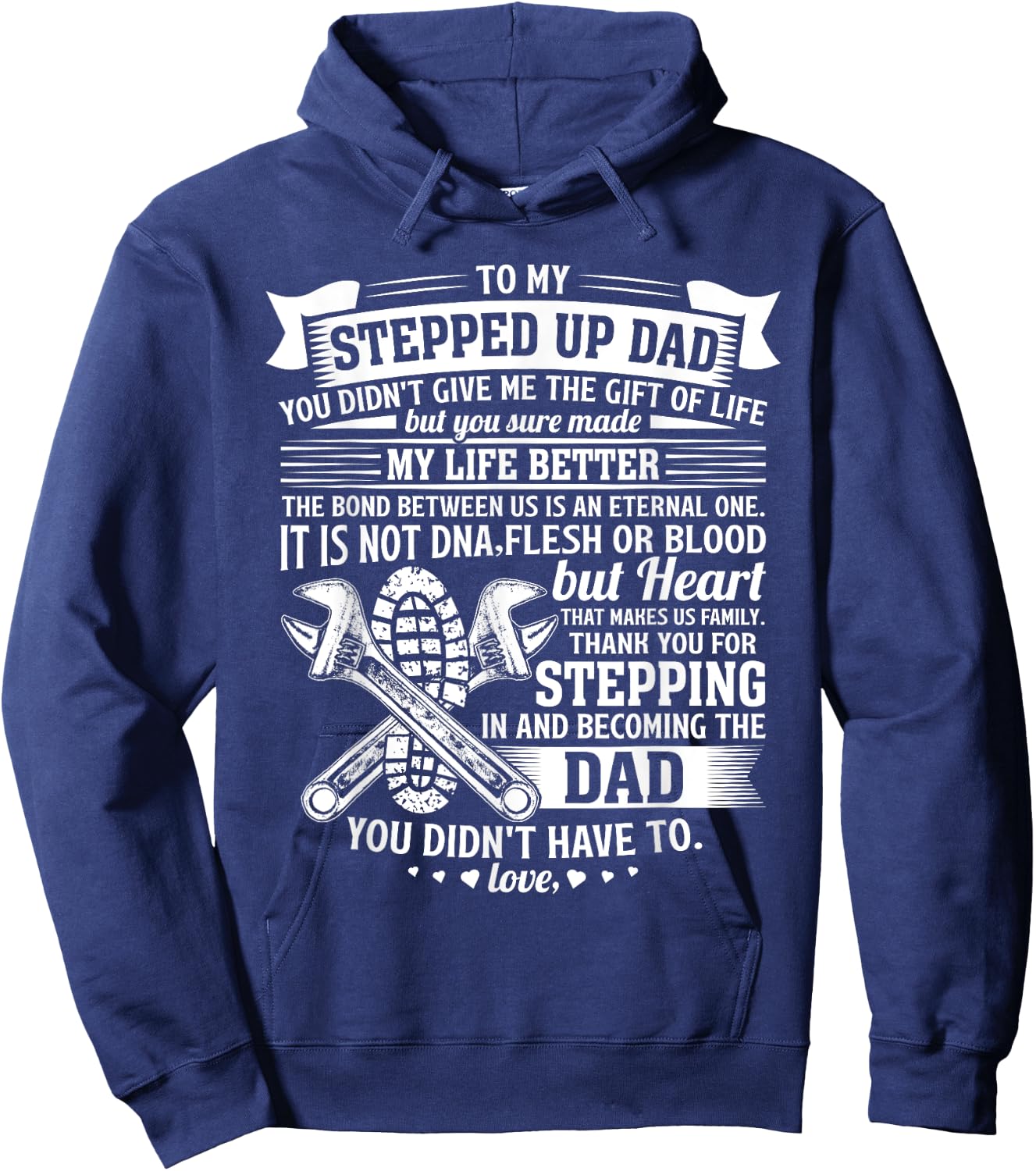 Mechanic stepdad fathers day birthday gifts step dad men Hoodie - Hoodie | Navy