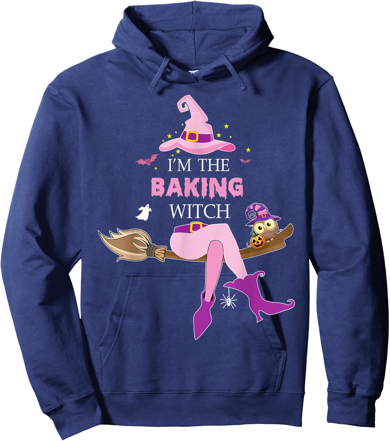 The baking witch riding broom halloween costume baker Hoodie - Hoodie | Navy