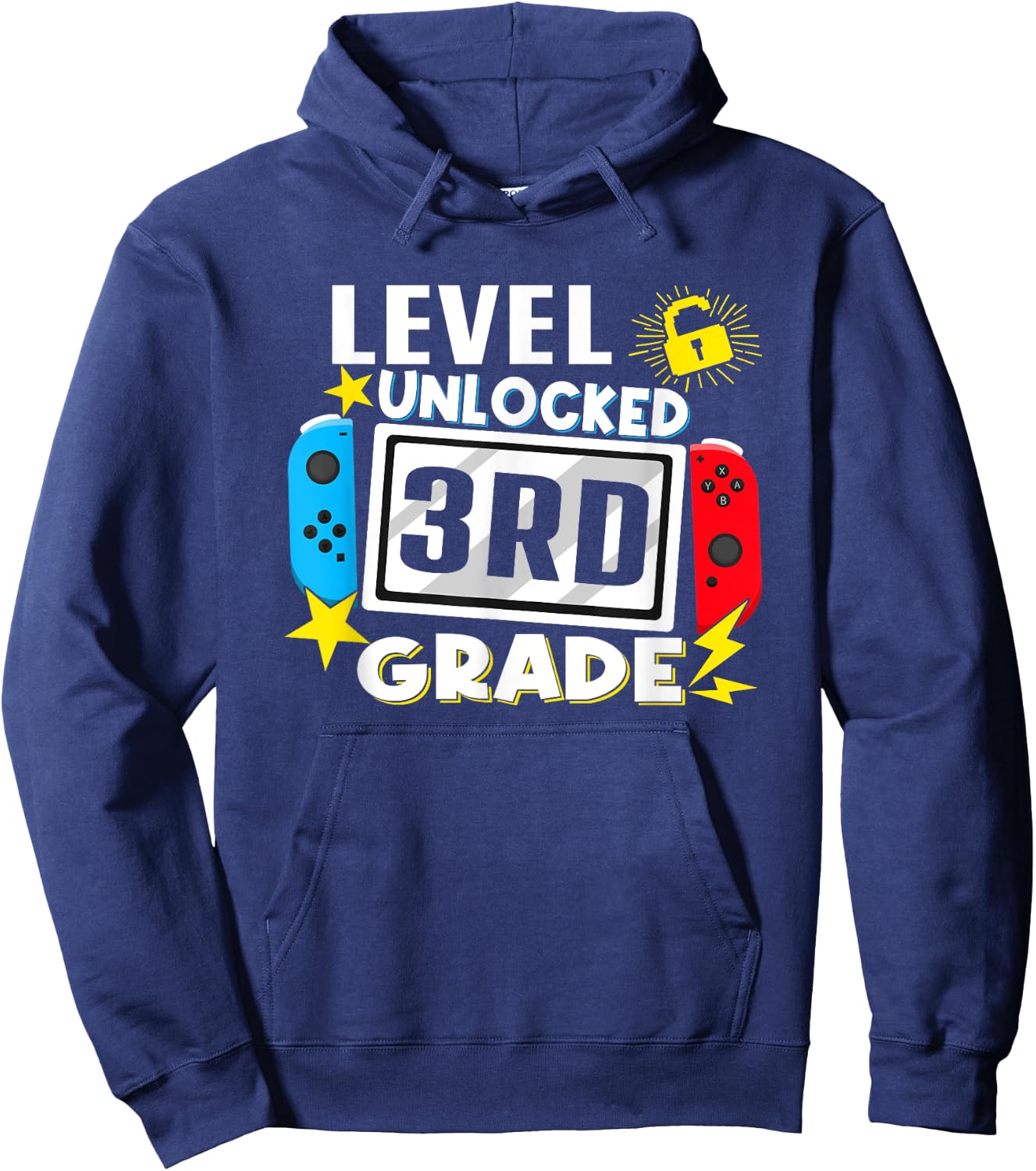 First Day Of 3rd Grade Level Unlocked Game Back To School Hoodie - Hoodie | Navy