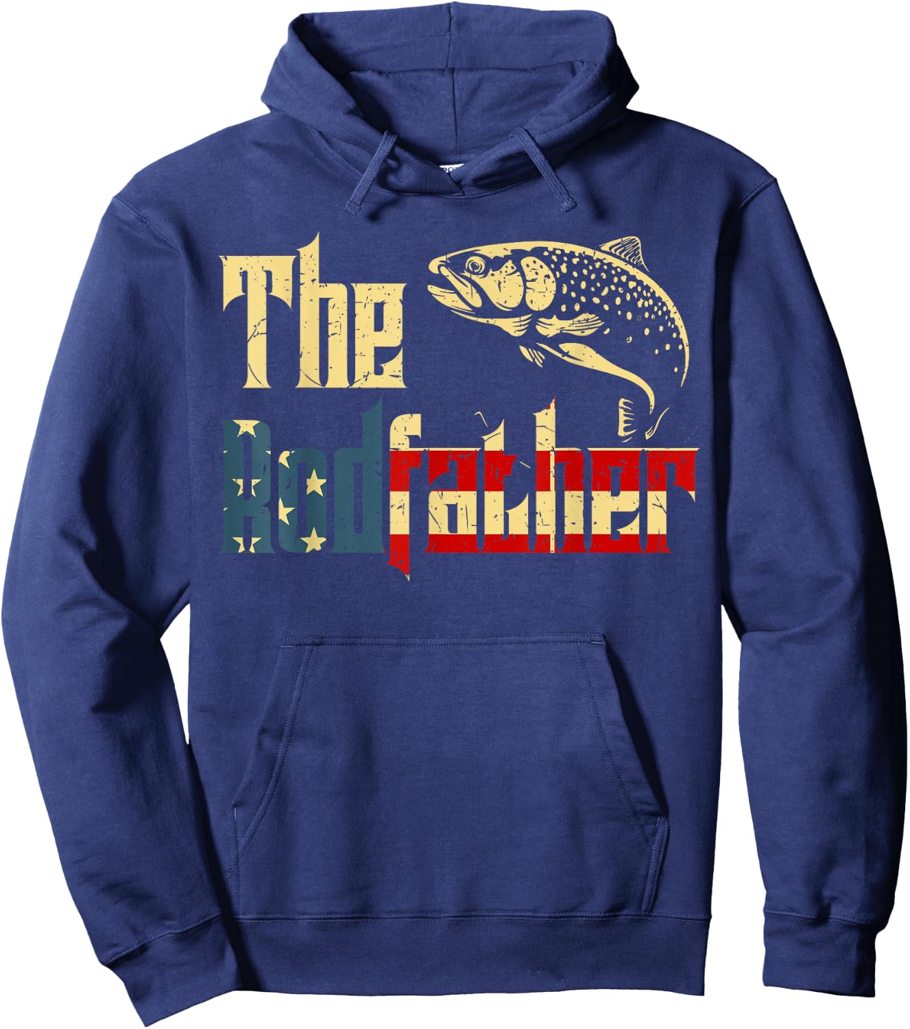Rodfather Rainbow Trout Fly Fishing Gift Dad Joke Daughter Hoodie - Hoodie | Navy
