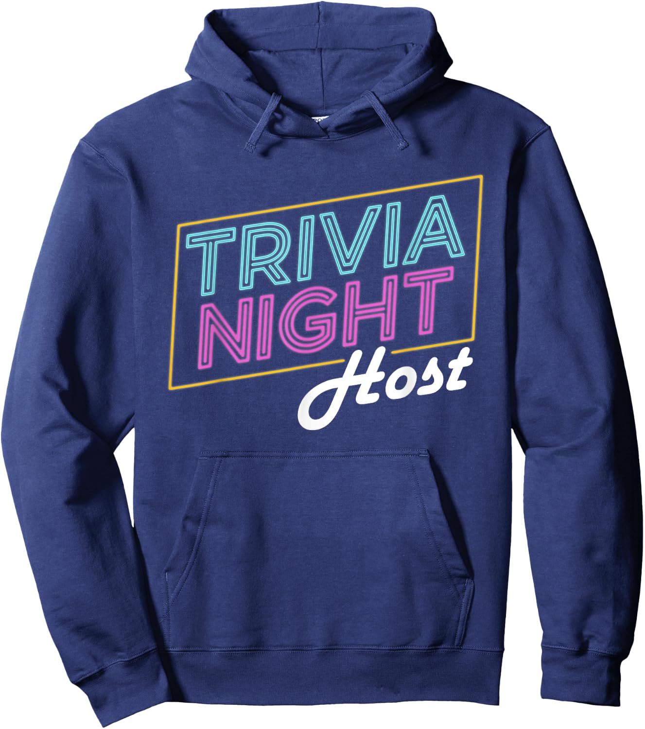 Board Game Apparel Trivia Night Host - Adults - Black - Short Sleeve - Letter Print - - Casual - Retro Trivia Host Hoodie - Hoodie | Navy