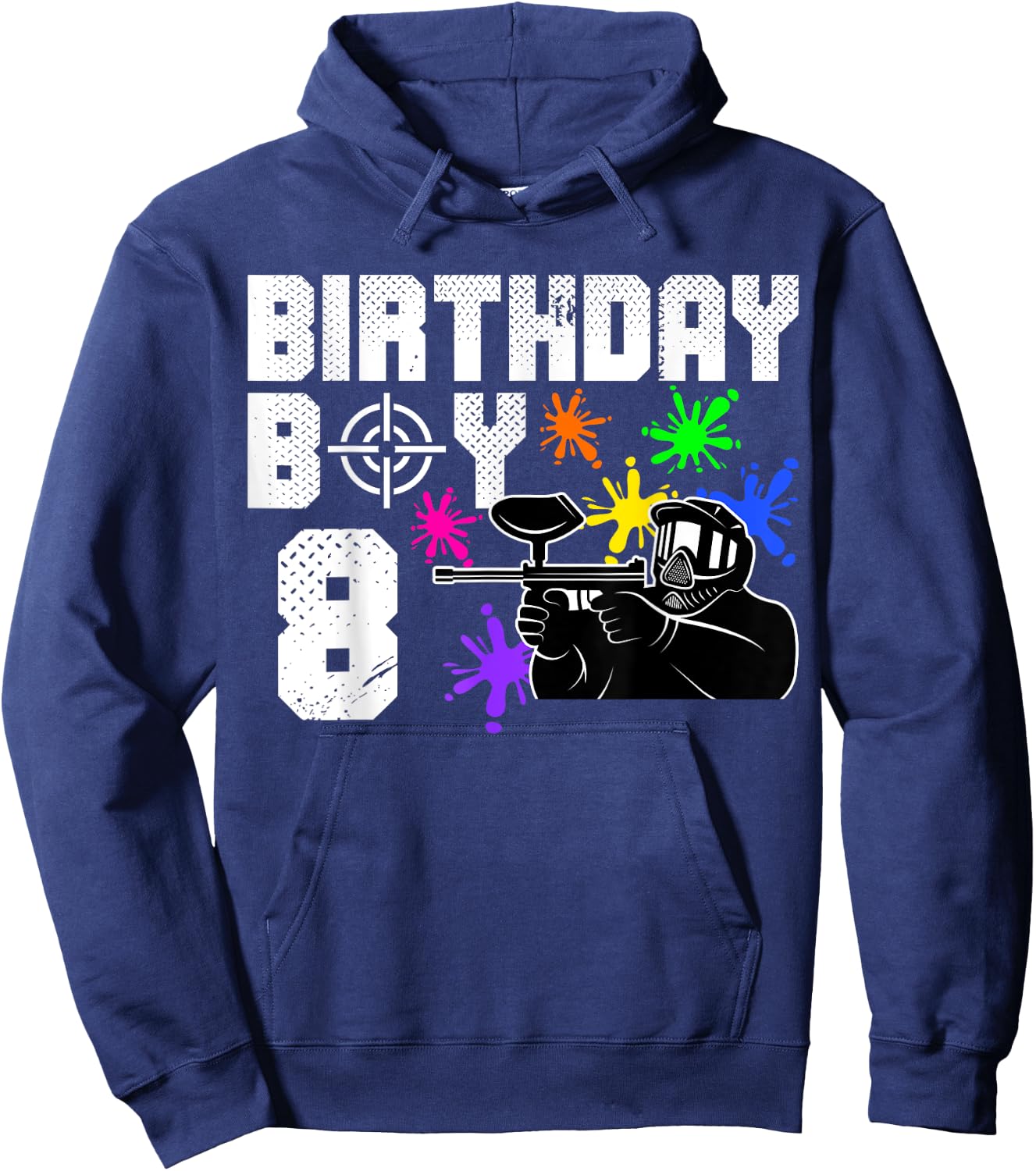 8th Birthday Paintball Outdoor Sport 8 Year Old Funny B-Day Hoodie - Hoodie | Navy