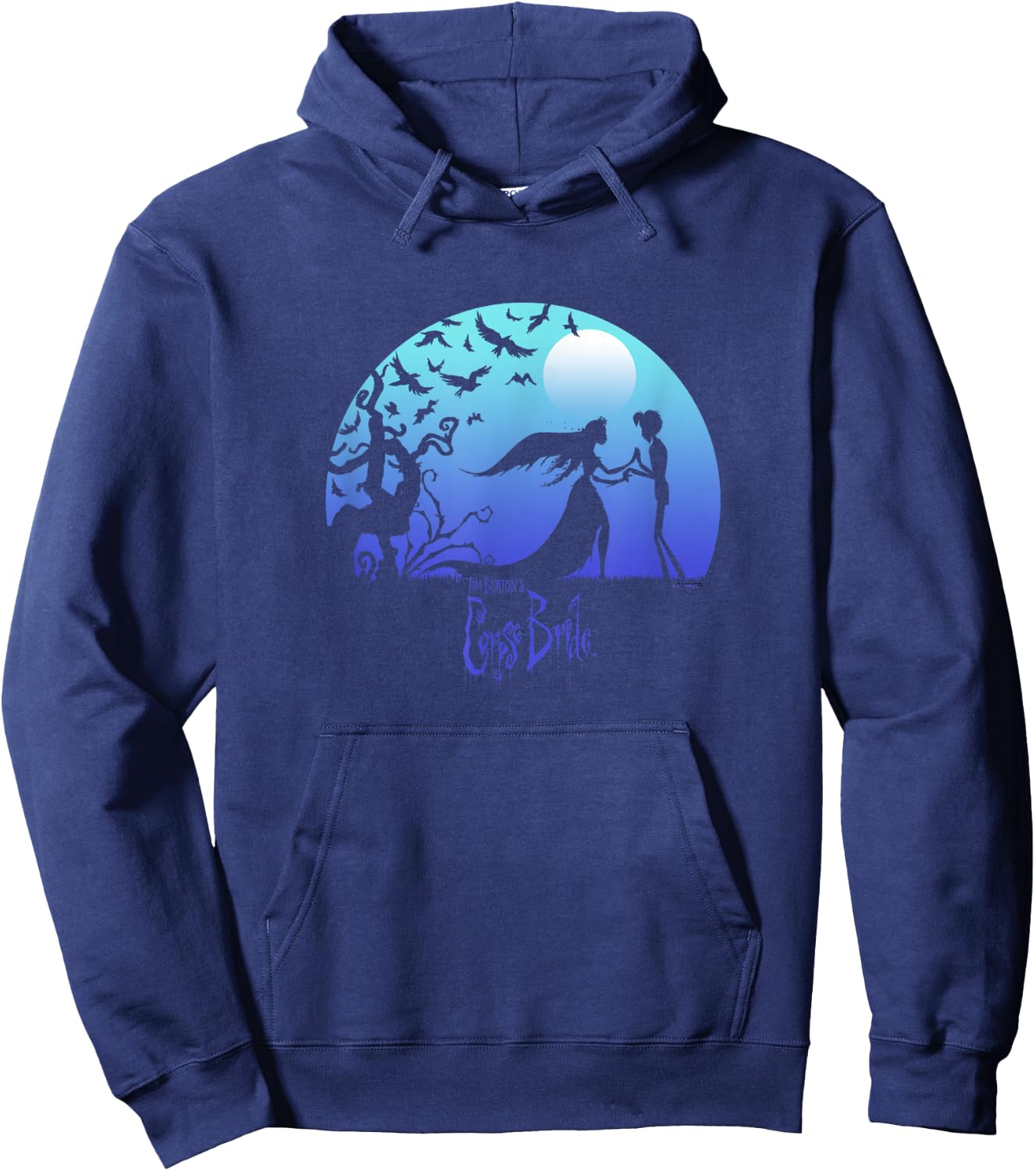 Corpse Bride Victor And Emily By The Moon Silhouettes Hoodie - Hoodie | Navy