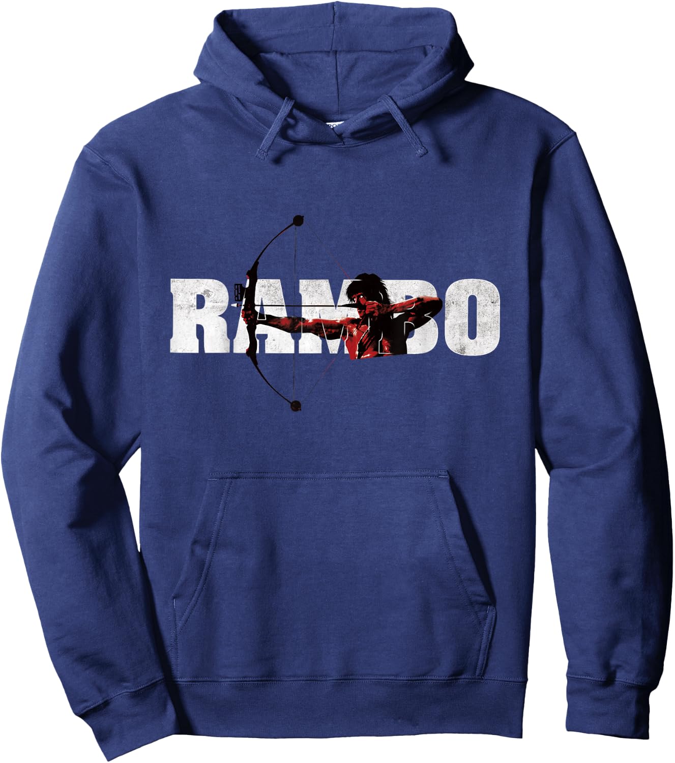 Rambo , Men's Grey Short Sleeve Modern Classic Fit Bow Hoodie - Hoodie | Navy