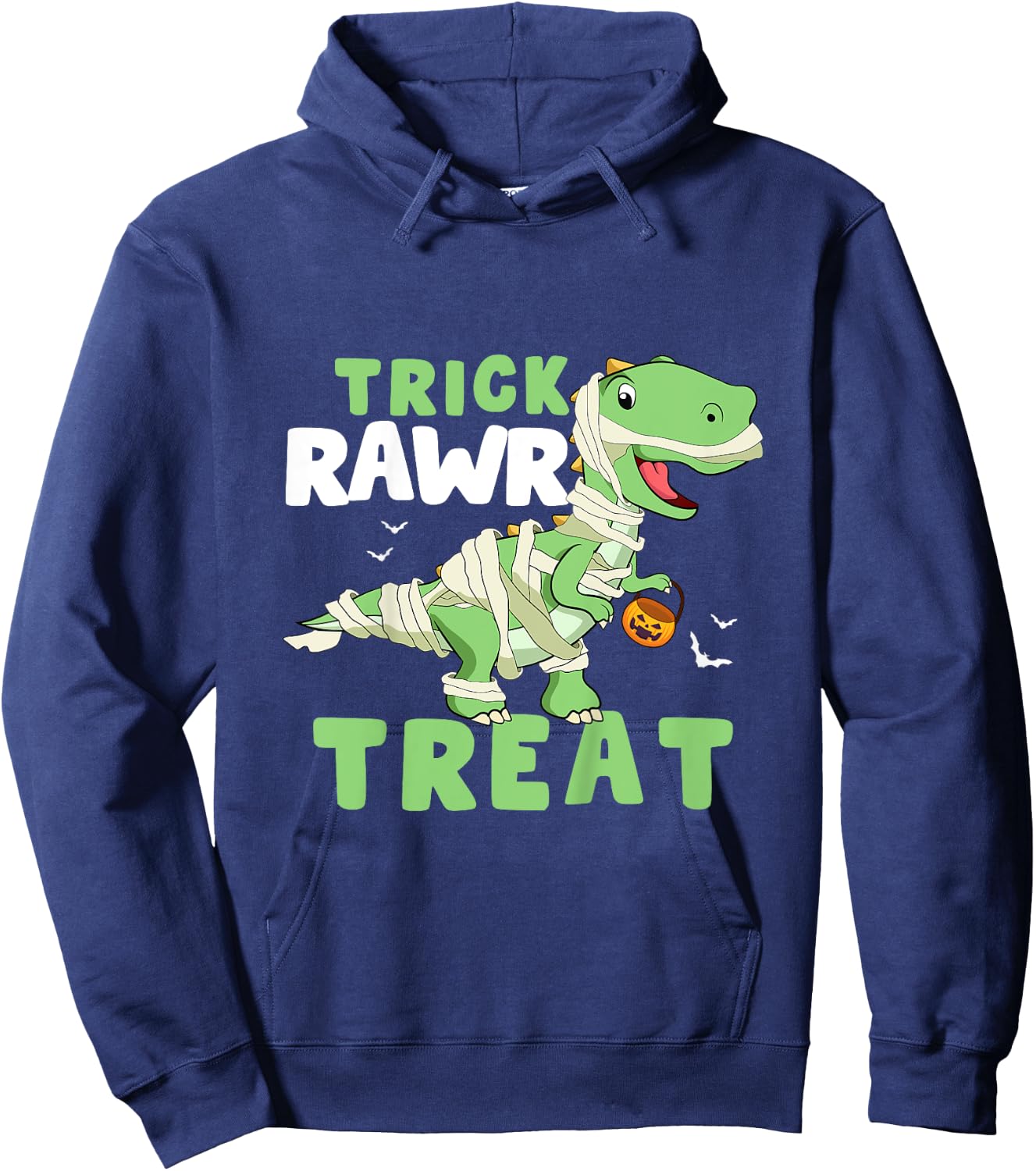 Kids Trick Rawr Treat Halloween Dino Dinosaurus Toddler Boy Hoodie - Hoodie | Navy