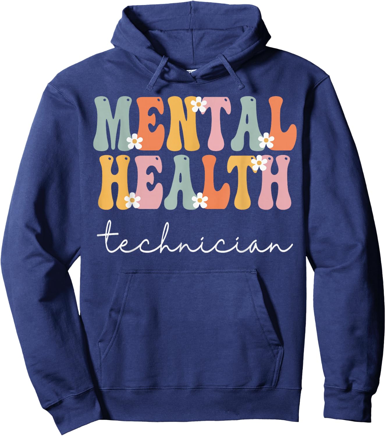 Mental Health Technician Week Groovy Appreciation Day Women Hoodie - Hoodie | Navy