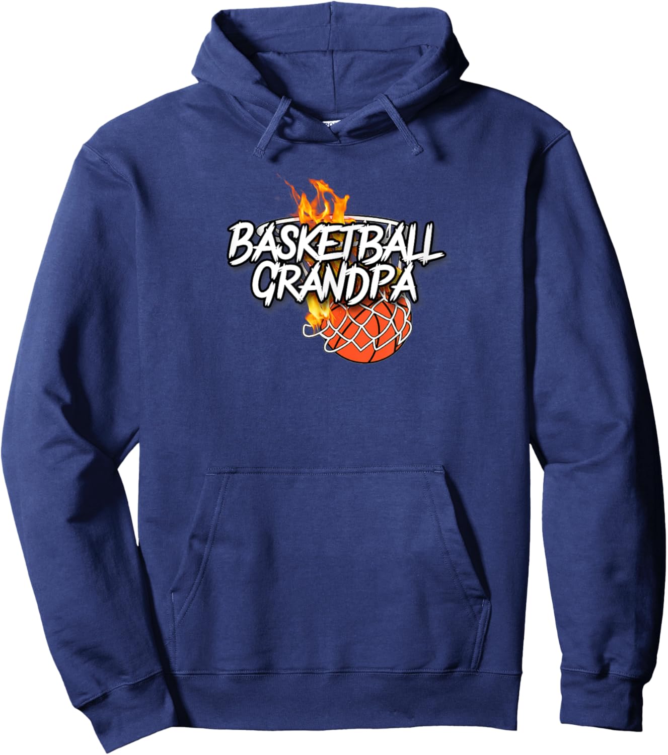 Basketball Grandpa - Basketball Clothing - Fire Basketball Hoodie - Hoodie | Navy