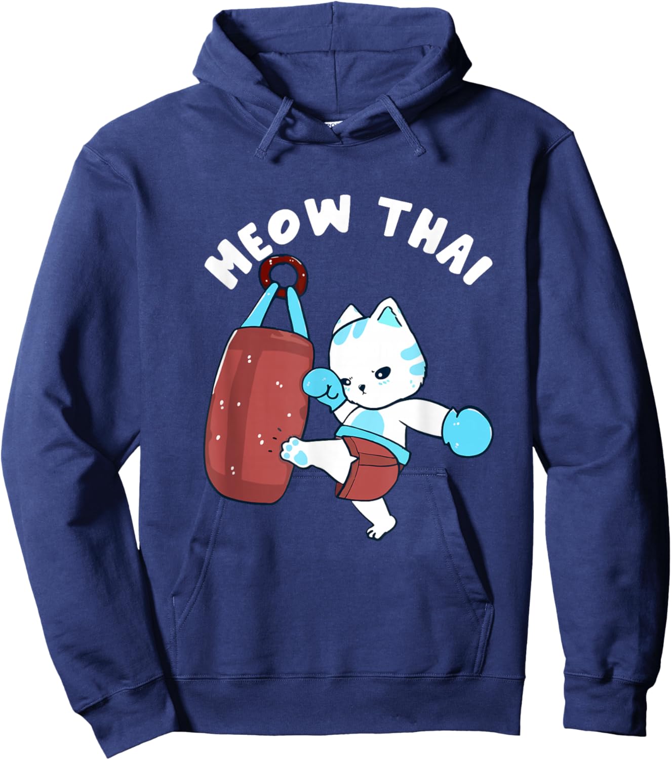 Muay Thai Cat Meow Thai Punching Bag Fighting Sport Hoodie - Hoodie | Navy