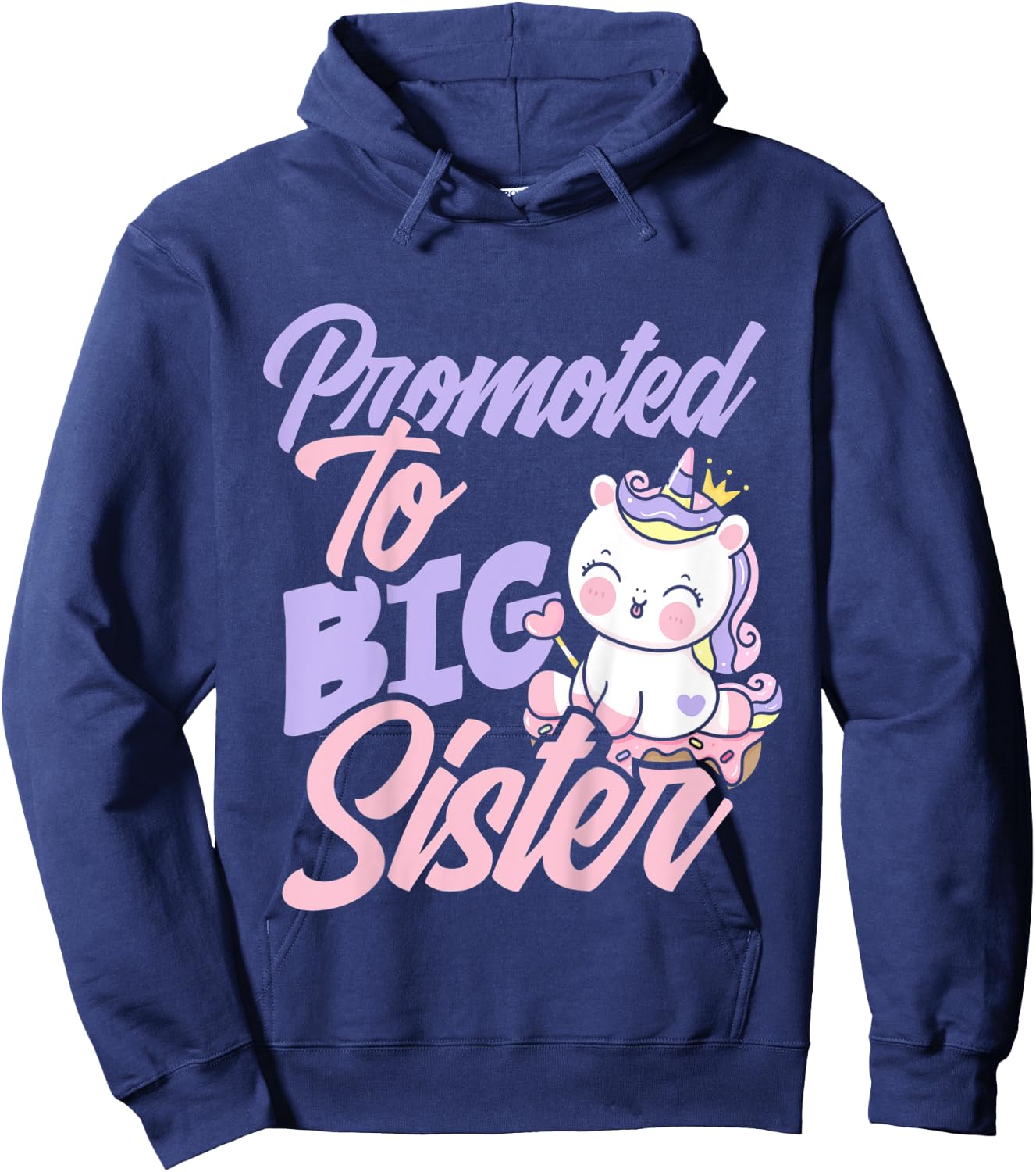 Kids Promoted To Big Sister Cute Girls Unicorn Big Sister Hoodie - Hoodie | Navy