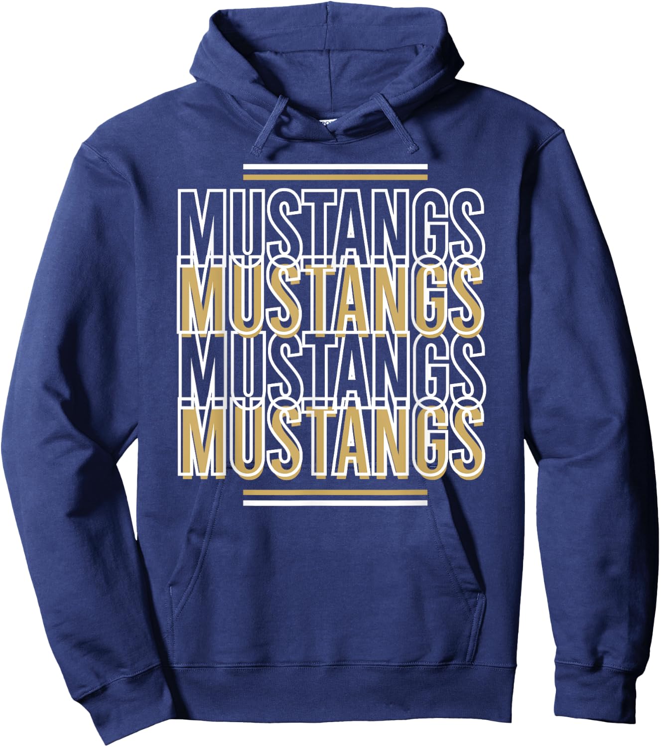 Mustangs School Spirit Gold White Black Mustangs Hoodie - Hoodie | Navy