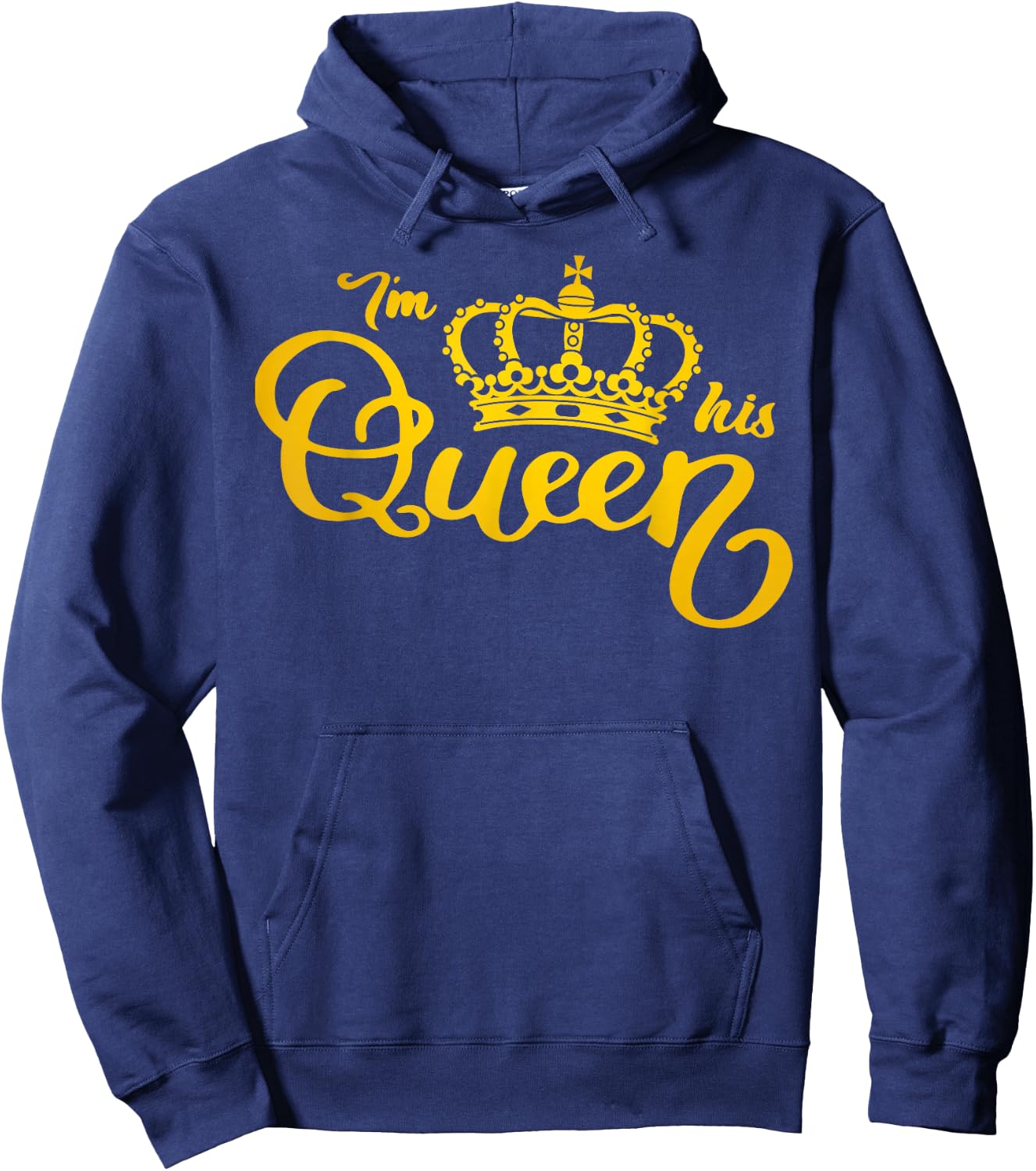 I'm His Queen I'm Her King Crown Valentine Couple Matching Hoodie - Hoodie | Navy