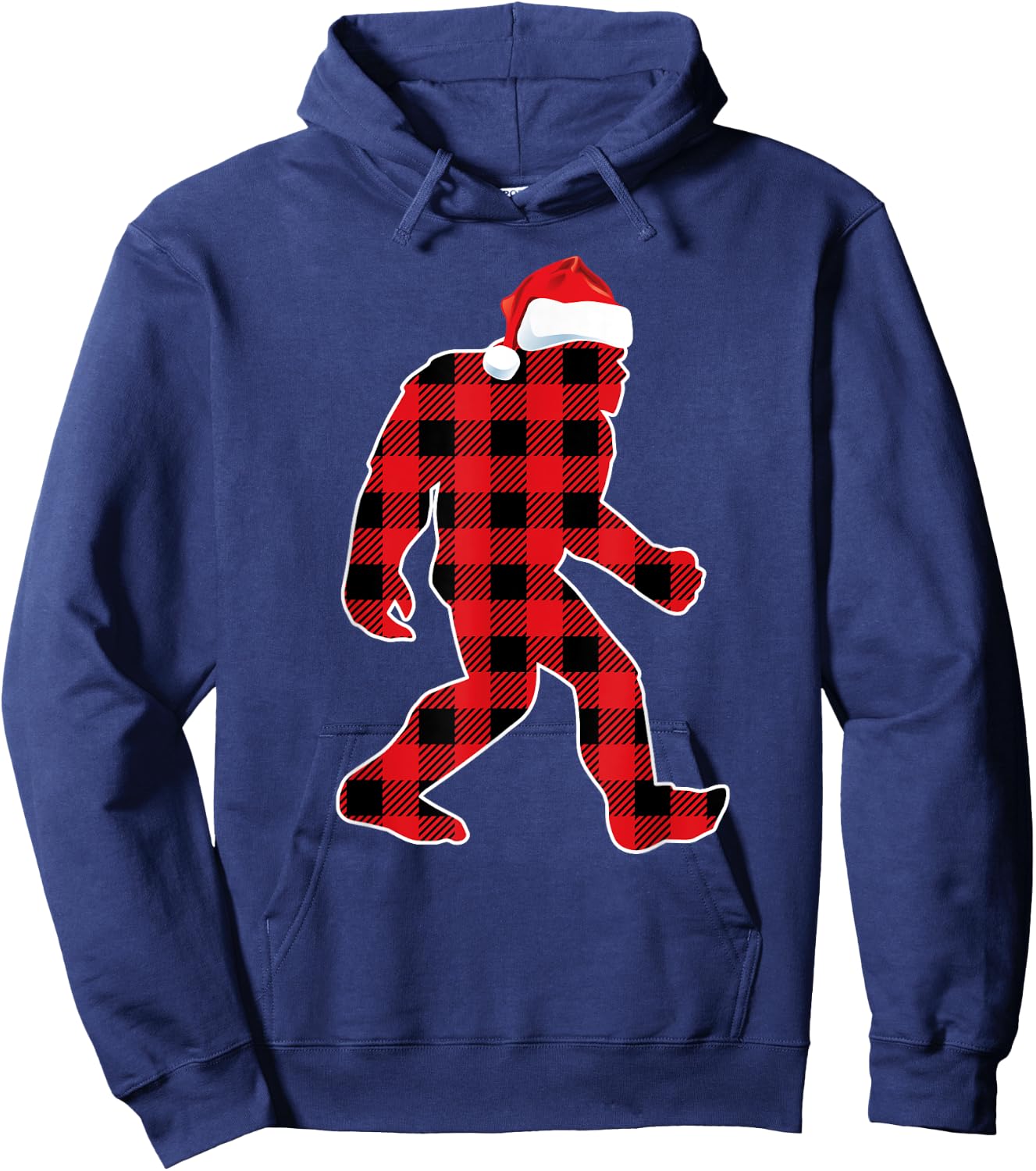 Believe Red Plaid Bigfoot Christmas Sasquatch Santa Sleeping Hoodie - Hoodie | Navy