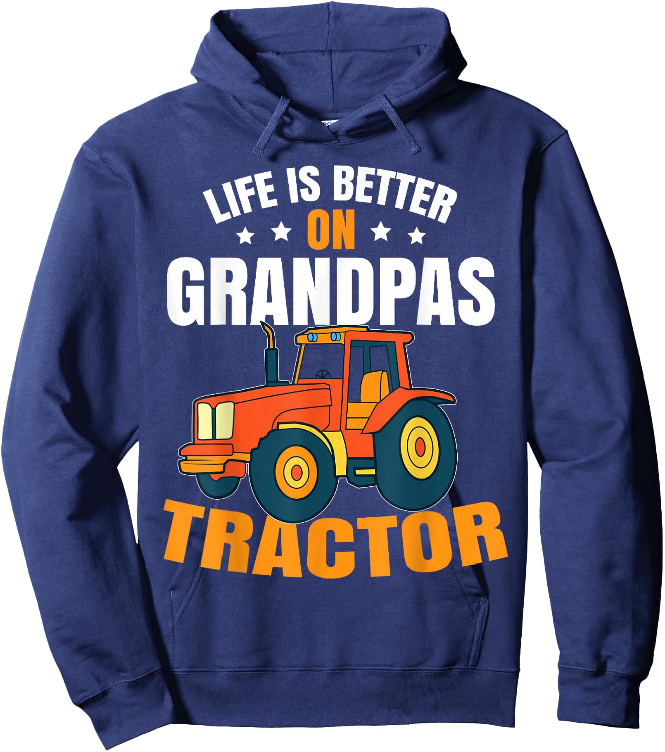 Life Is Better On Grandpas Tractor Kids Farm Tractor Boy Hoodie - Hoodie | Navy