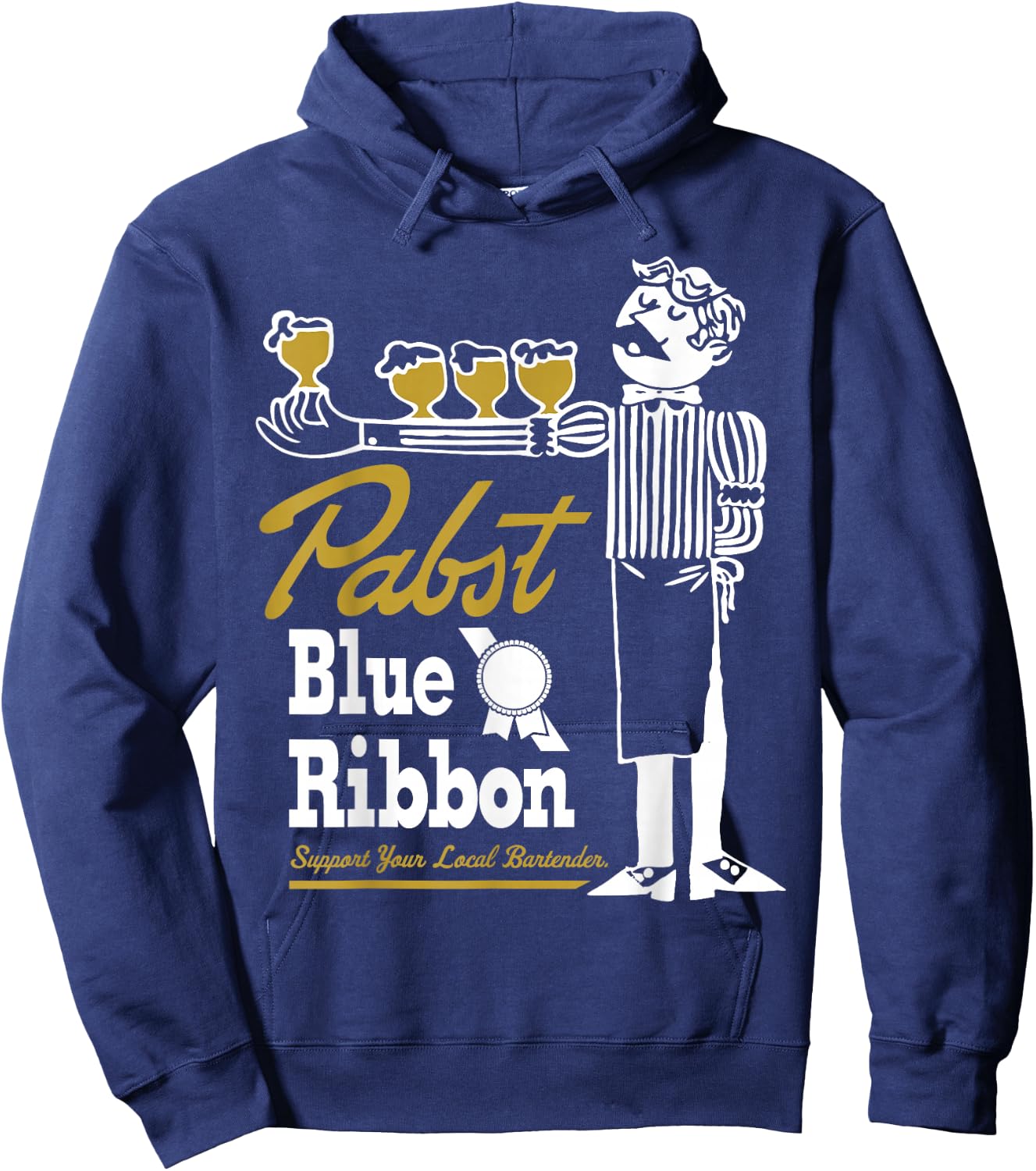 Pabst Blue Ribbon Retro Bartender Hoodie - Hoodie | Navy
