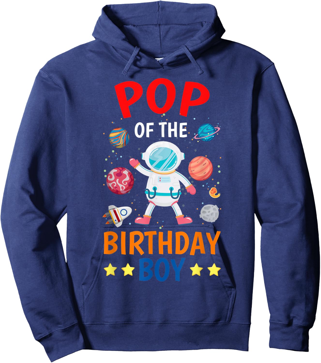 Pop Of The Birthday Boy Space Planet Theme Bday Party Hoodie - Hoodie | Navy