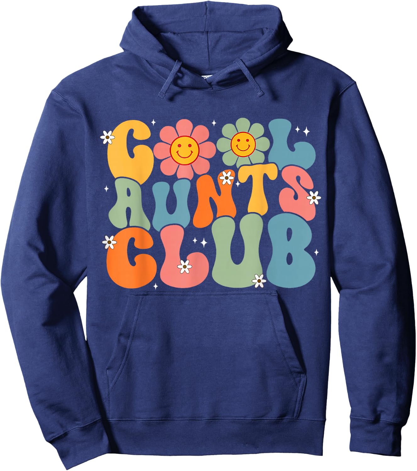 Cool Aunts Club Groovy Retro Smile Aunt Auntie Mother's Day Hoodie - Hoodie | Navy