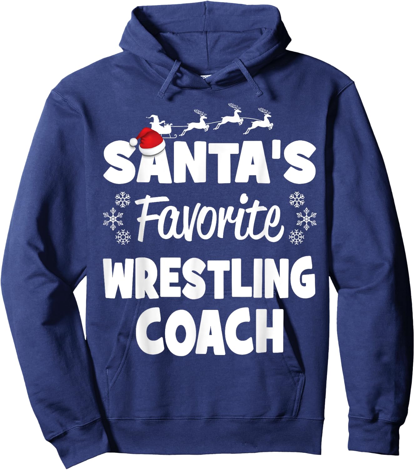 Santa's Favorite Wrestling Coach Funny Christmas Matching Hoodie - Hoodie | Navy