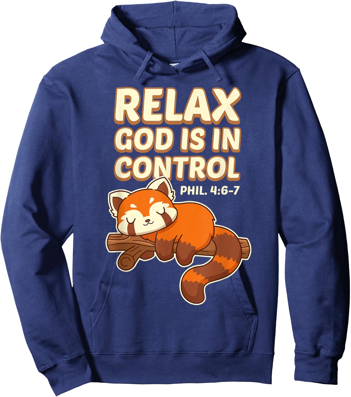 Inspiring Bible Quote With Red Panda - God Is In Control Hoodie - Hoodie | Navy