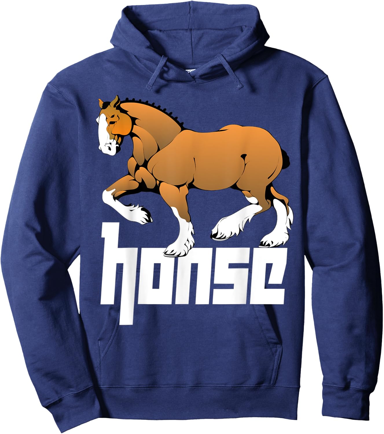 Honse Meme, Big Funny Muscular Horse Hoodie - Hoodie | Navy