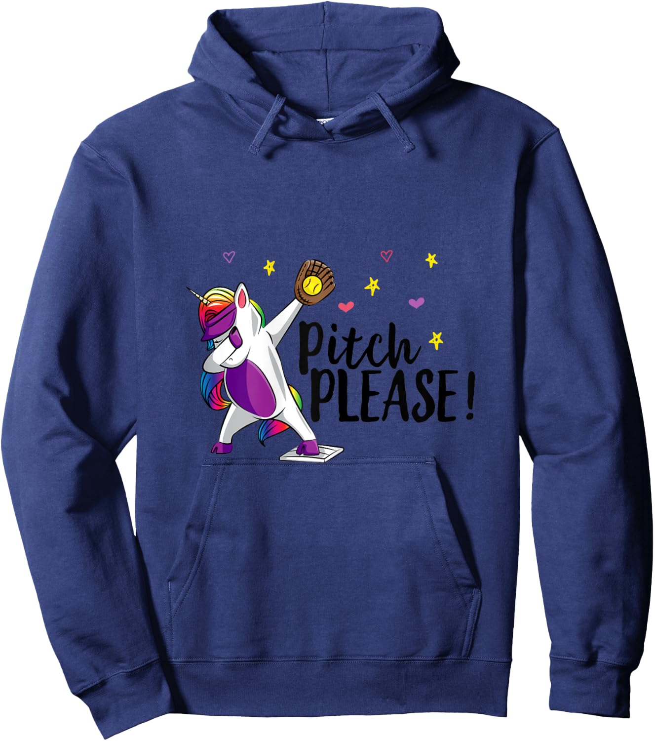 Dabbing Unicorn Funny Softball Pitcher Girls Pitch Please Hoodie - Hoodie | Navy